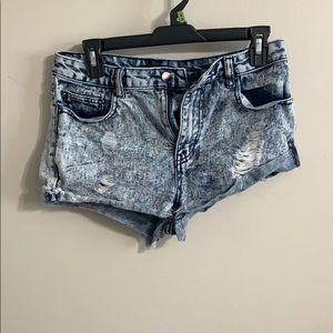 Acid Wash Denim Shorts